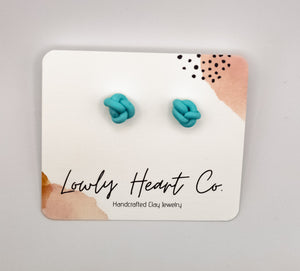 Teal Knots Handcrafted Clay Earrings